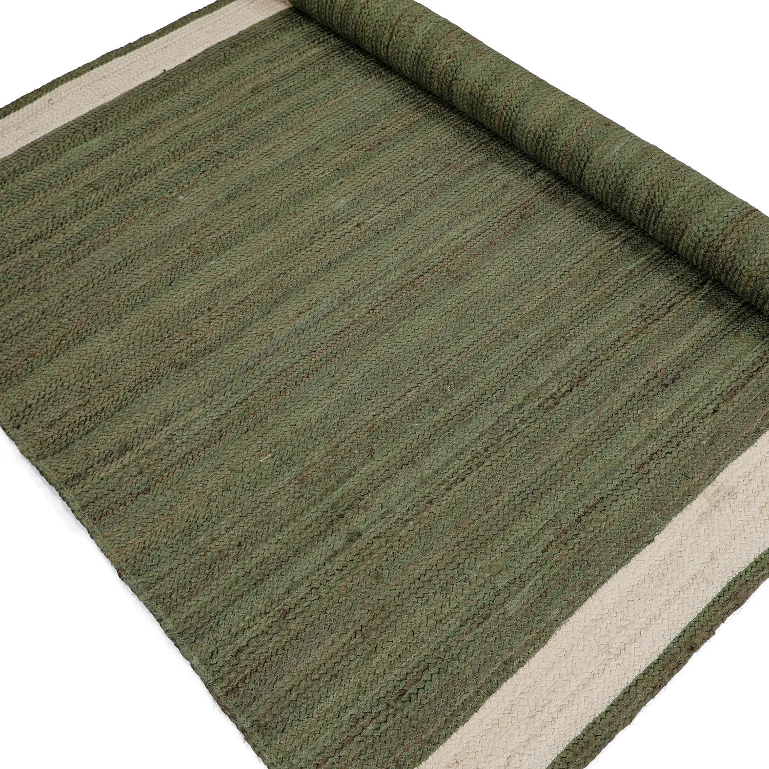 Juteteppich - Senaki (militärgrün/weiß)