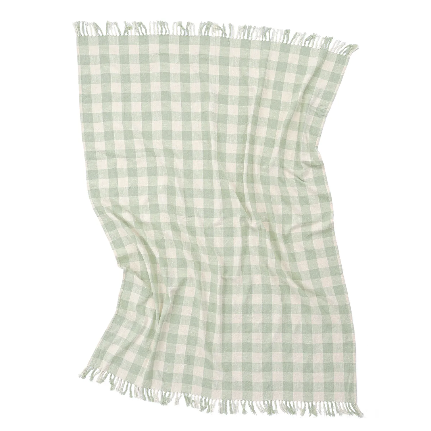 Decken - Isela check cotton throw (cremefarben/hellgrün)