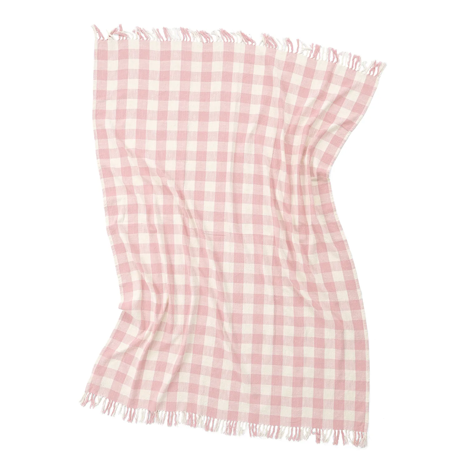 Decken - Isela check cotton throw (cremefarben/rosa)