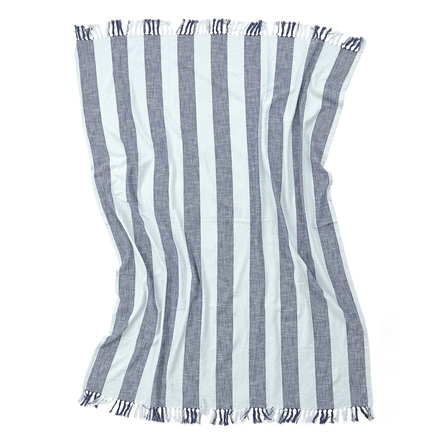 Decken - Kora stripe cotton throw (marineblau/hellblau)