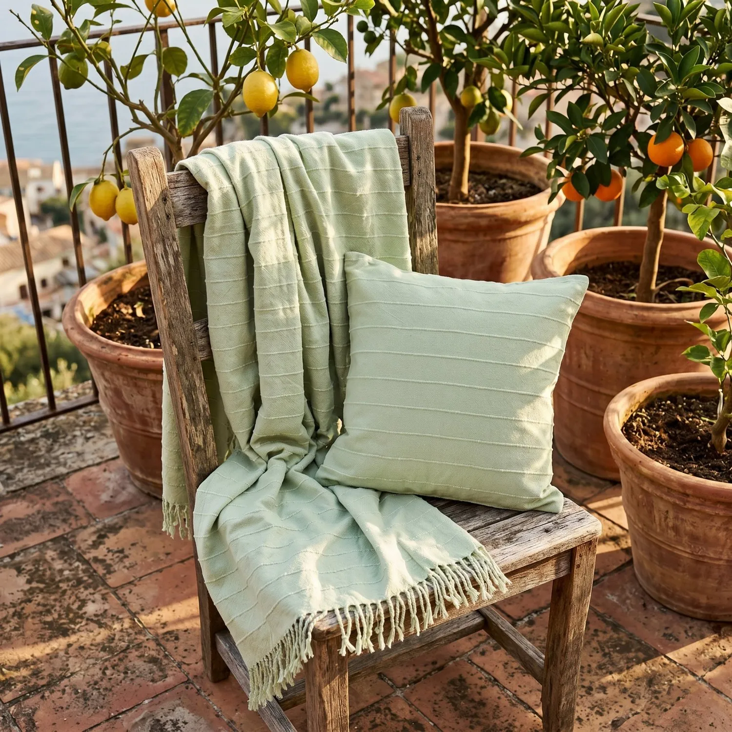 Decken - Nalani cotton throw (hellgrün)