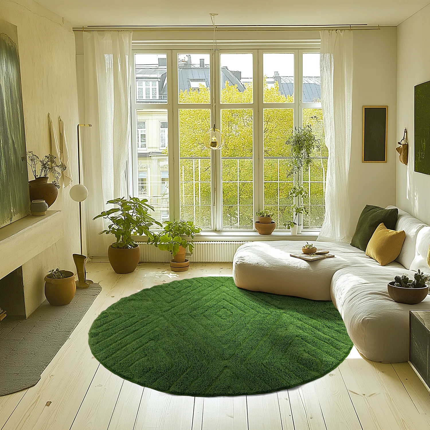 Runde Teppiche - Amberley Natural Cotton Shaggy (grün)