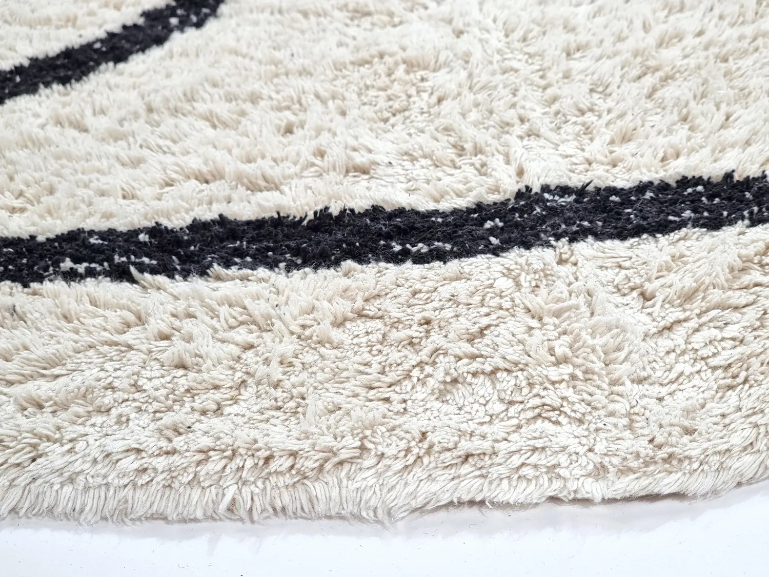 Runde Teppiche - Bavello Natural Cotton Shaggy (offwhite/schwarz)