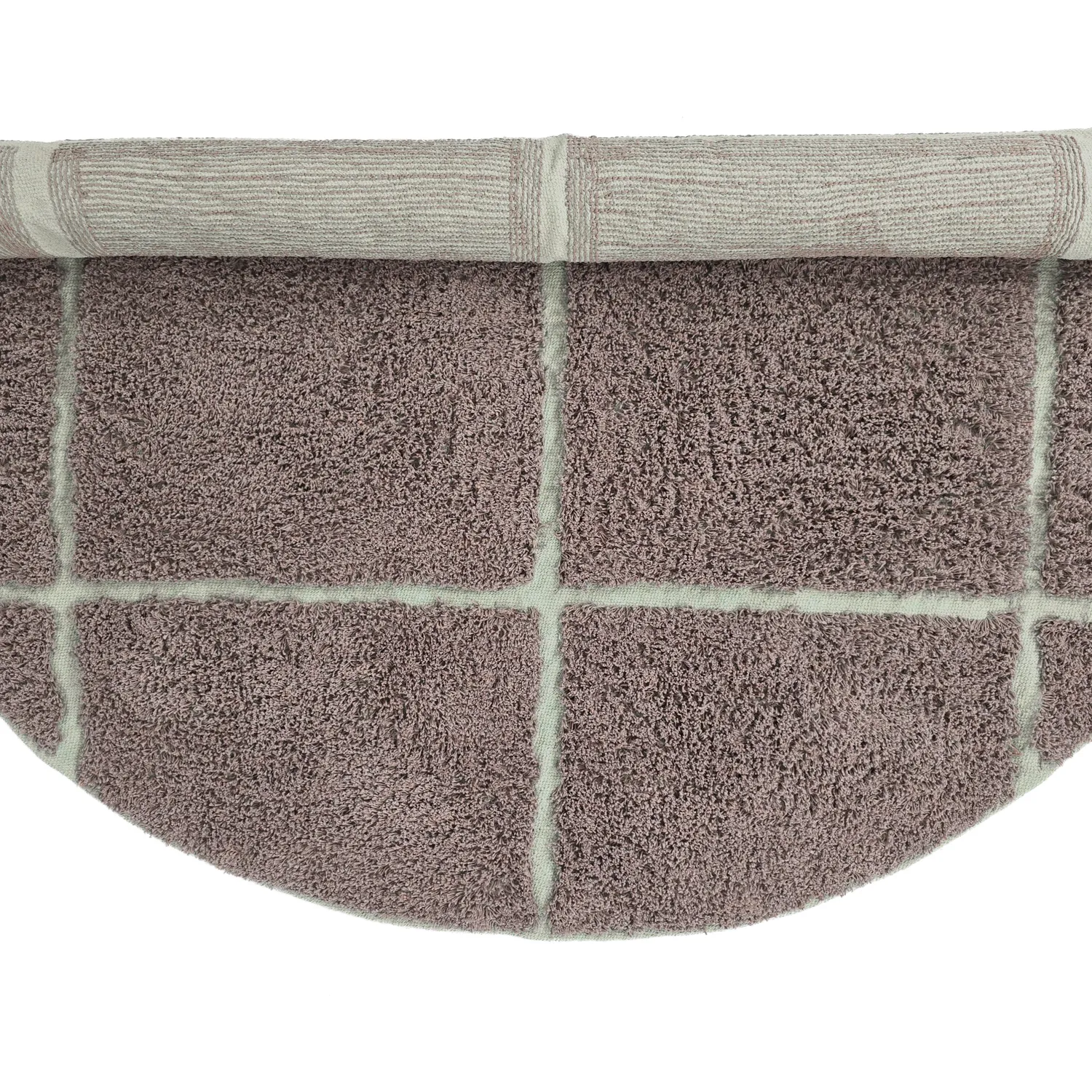 Runde Teppiche - Bellevue Natural Cotton Shaggy (taupe/grün)