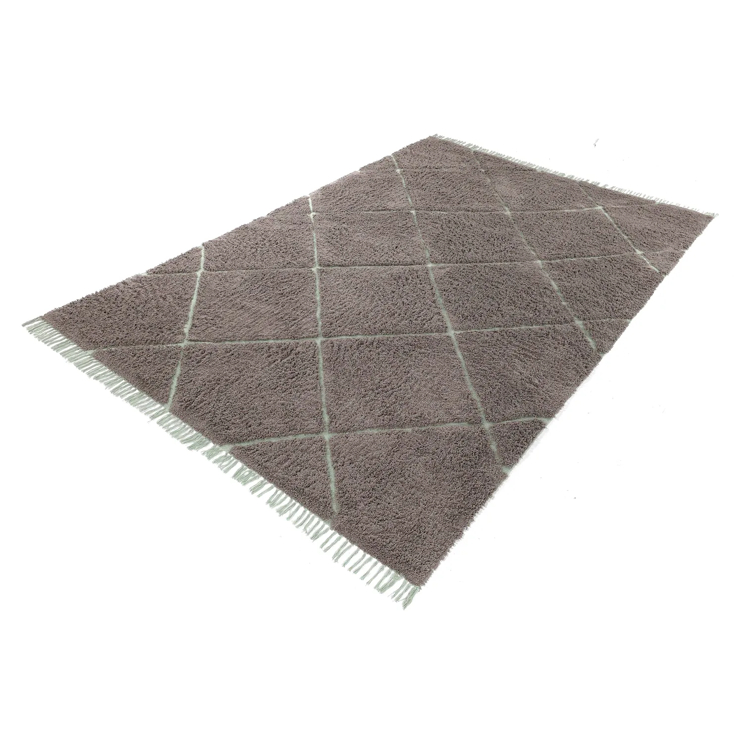 Hochflorteppiche - Bellevue Natural Cotton Shaggy (taupe/grün)