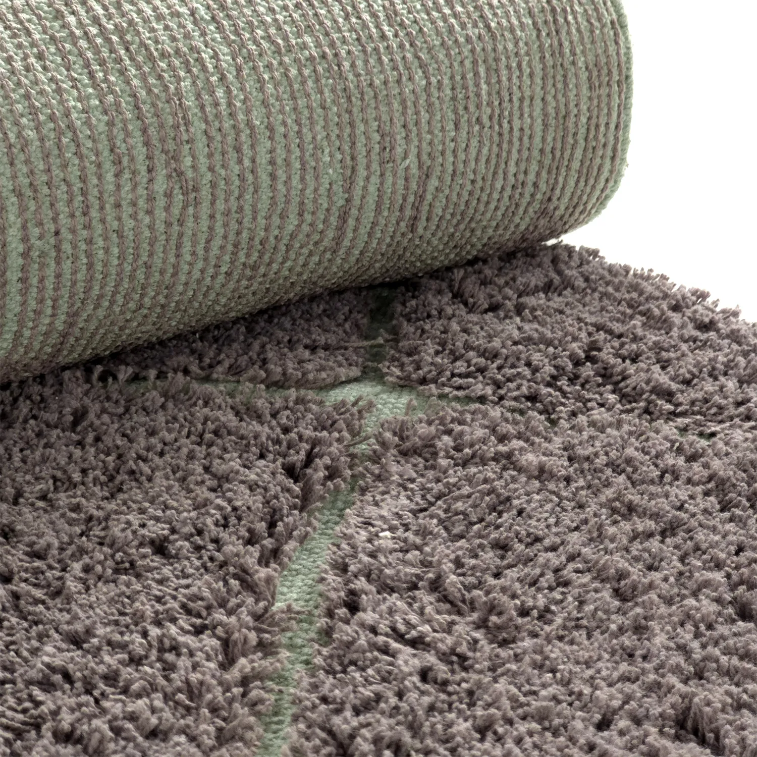 Hochflorteppiche - Bellevue Natural Cotton Shaggy (taupe/grün)