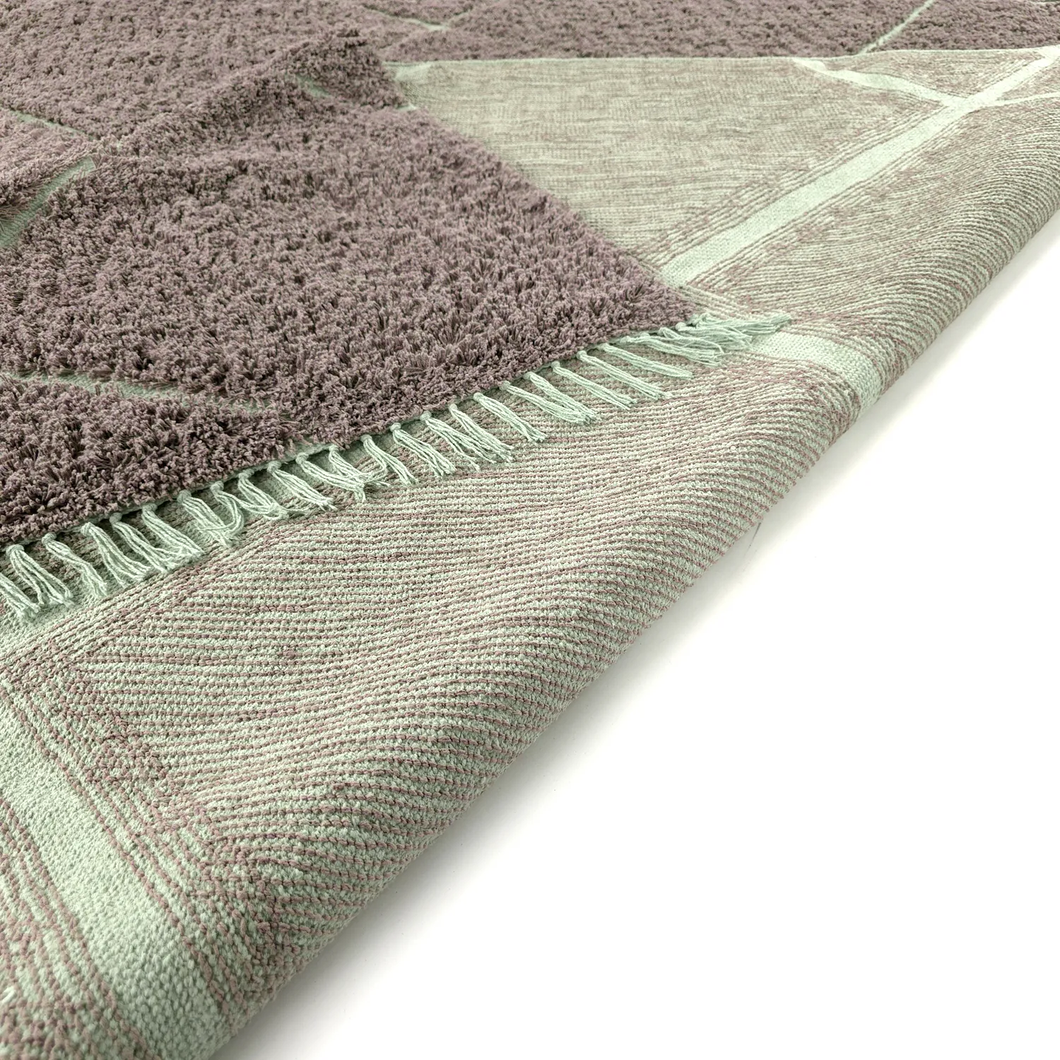 Hochflorteppiche - Bellevue Natural Cotton Shaggy (taupe/grün)