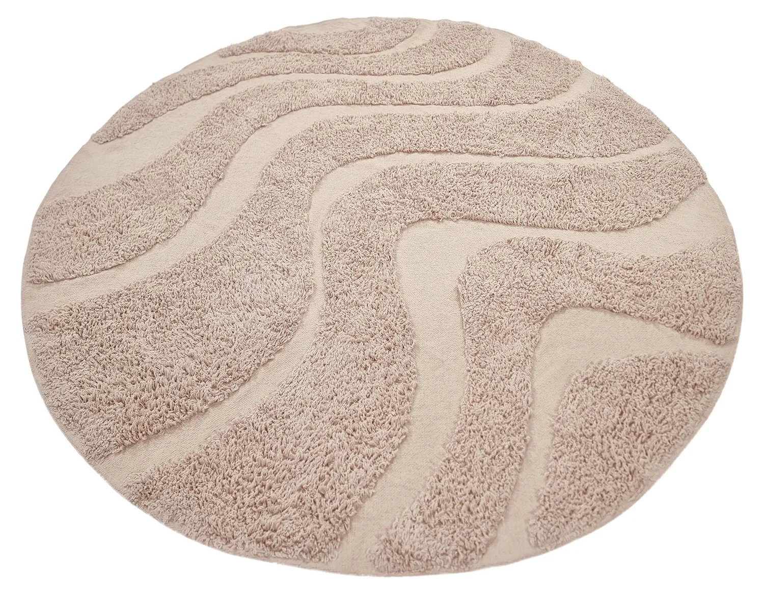 Runde Teppiche - Bonnie Natural Cotton Shaggy (beige)