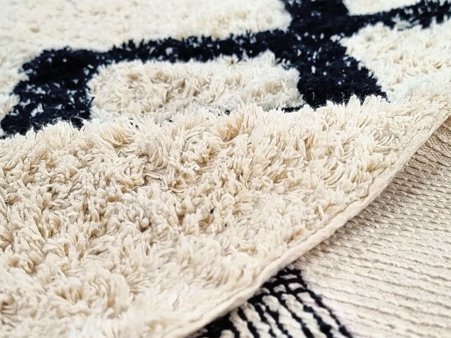 Runde Teppiche - Chablis Natural Cotton Shaggy (offwhite/schwarz)
