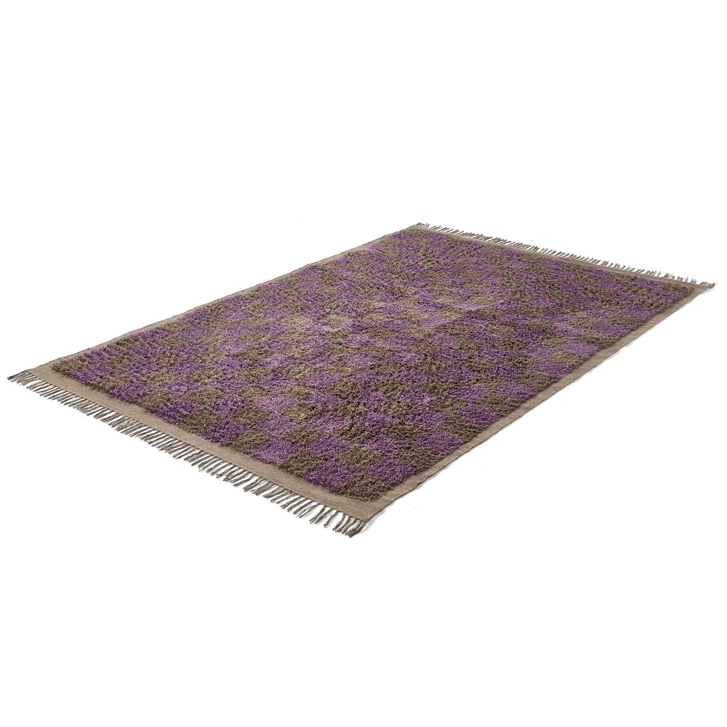 Hochflorteppiche - Elsey Natural Cotton Shaggy (braun/lila)