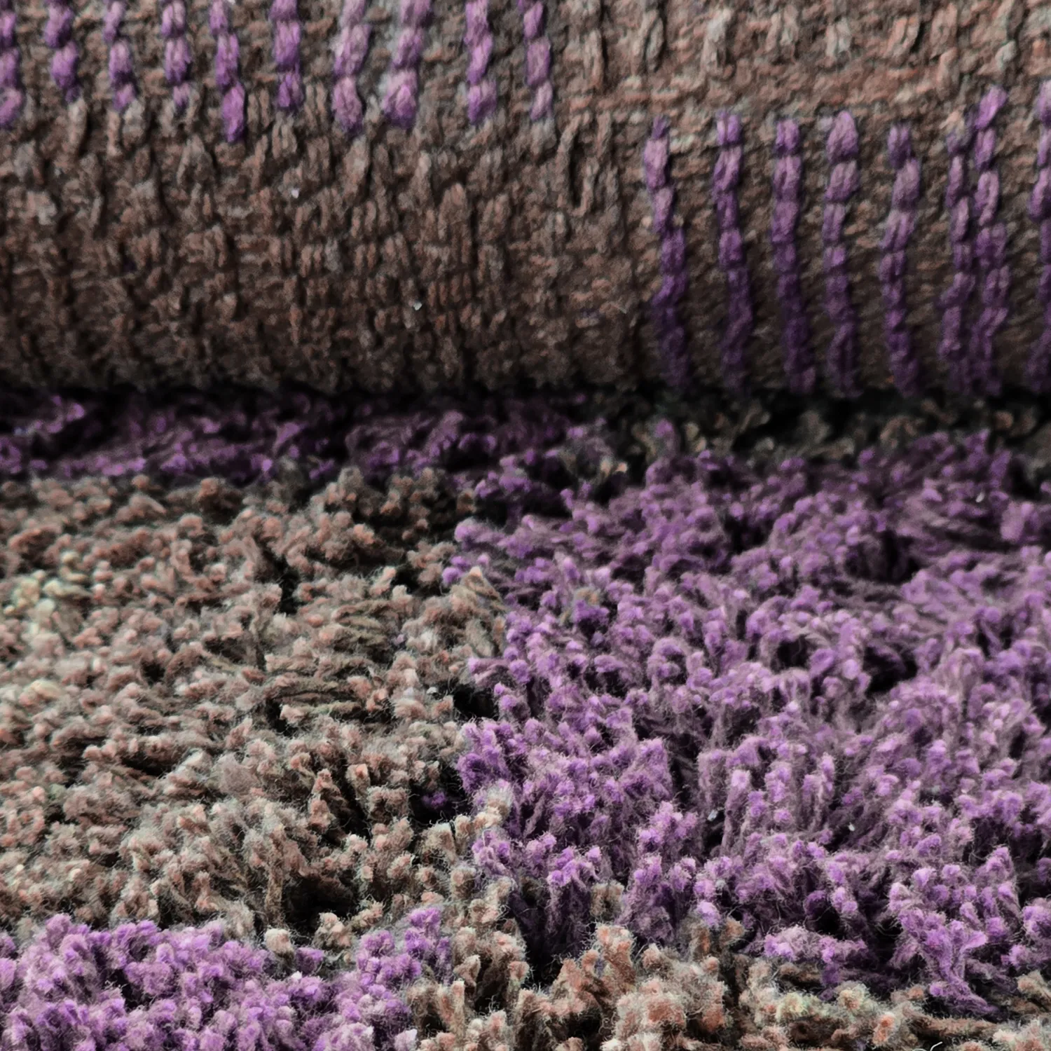Runde Teppiche - Elsey Natural Cotton Shaggy (braun/lila)