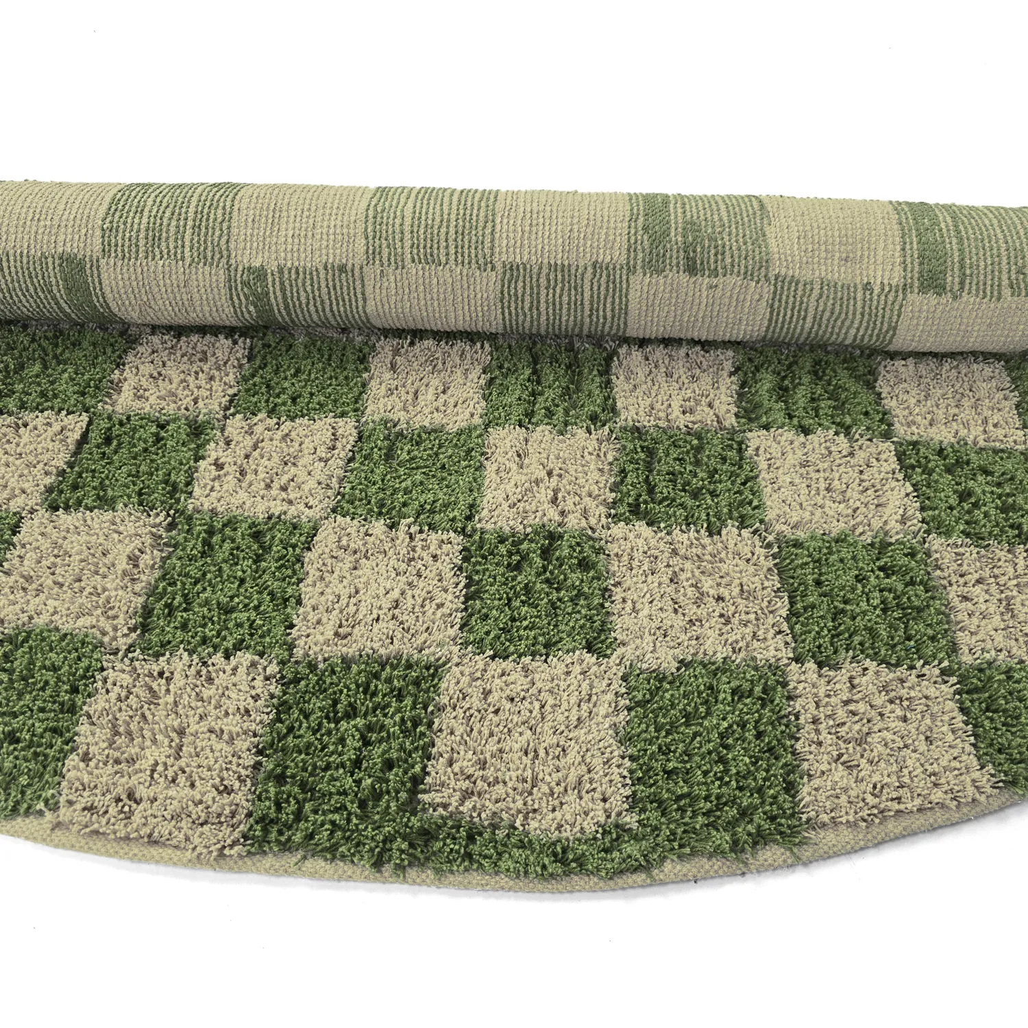 Runde Teppiche - Elsey Natural Cotton Shaggy (grün/beige)