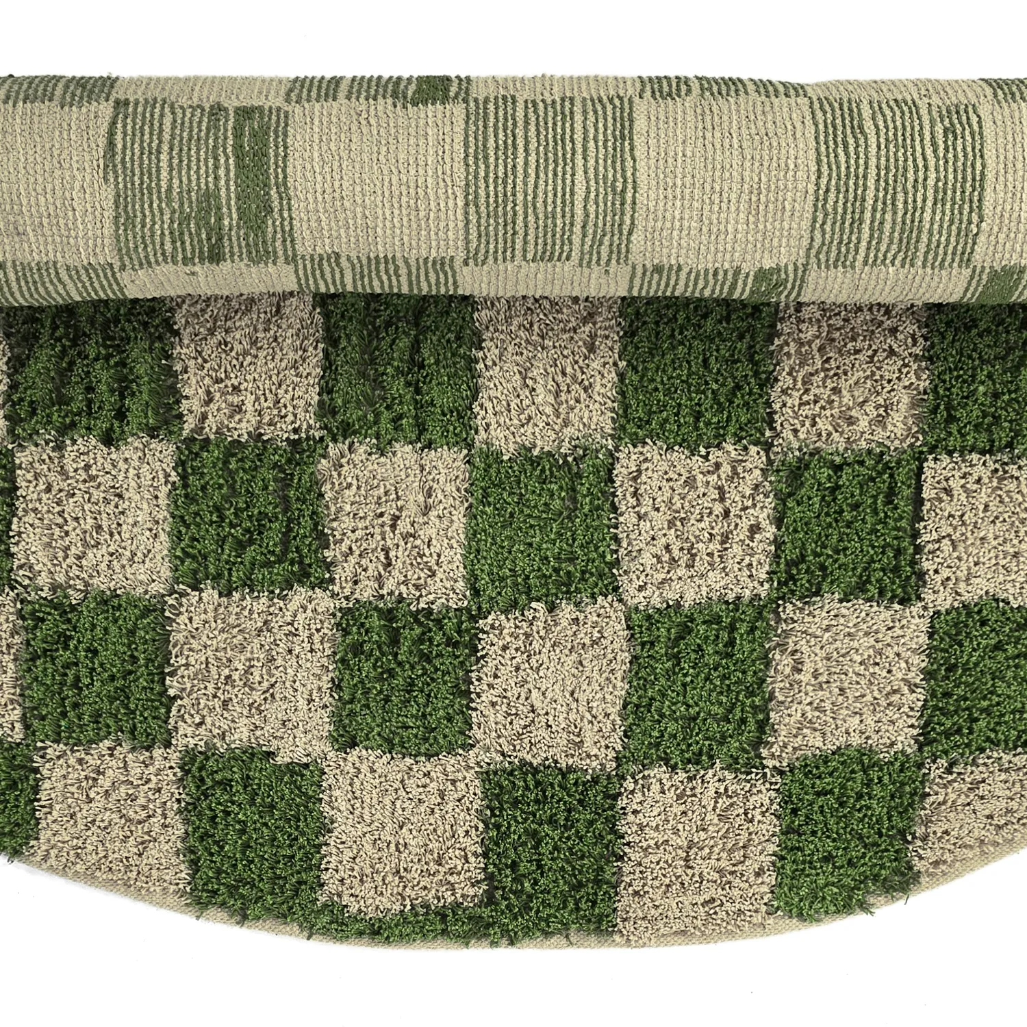 Runde Teppiche - Elsey Natural Cotton Shaggy (grün/beige)