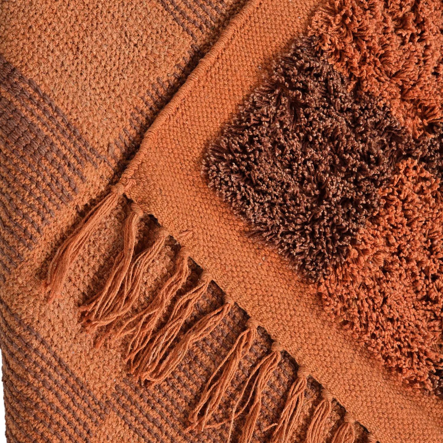 Hochflorteppiche - Elsey Natural Cotton Shaggy (orange/rot)