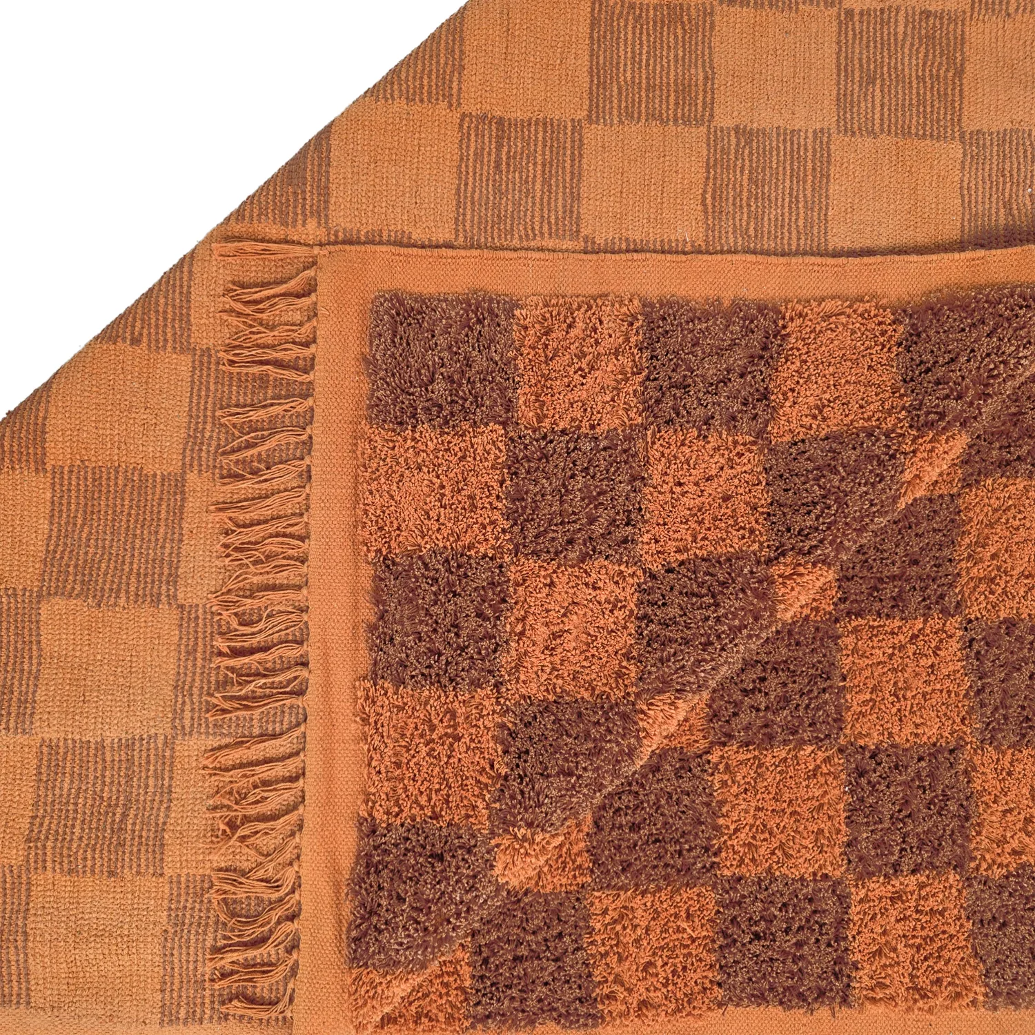 Hochflorteppiche - Elsey Natural Cotton Shaggy (orange/rot)