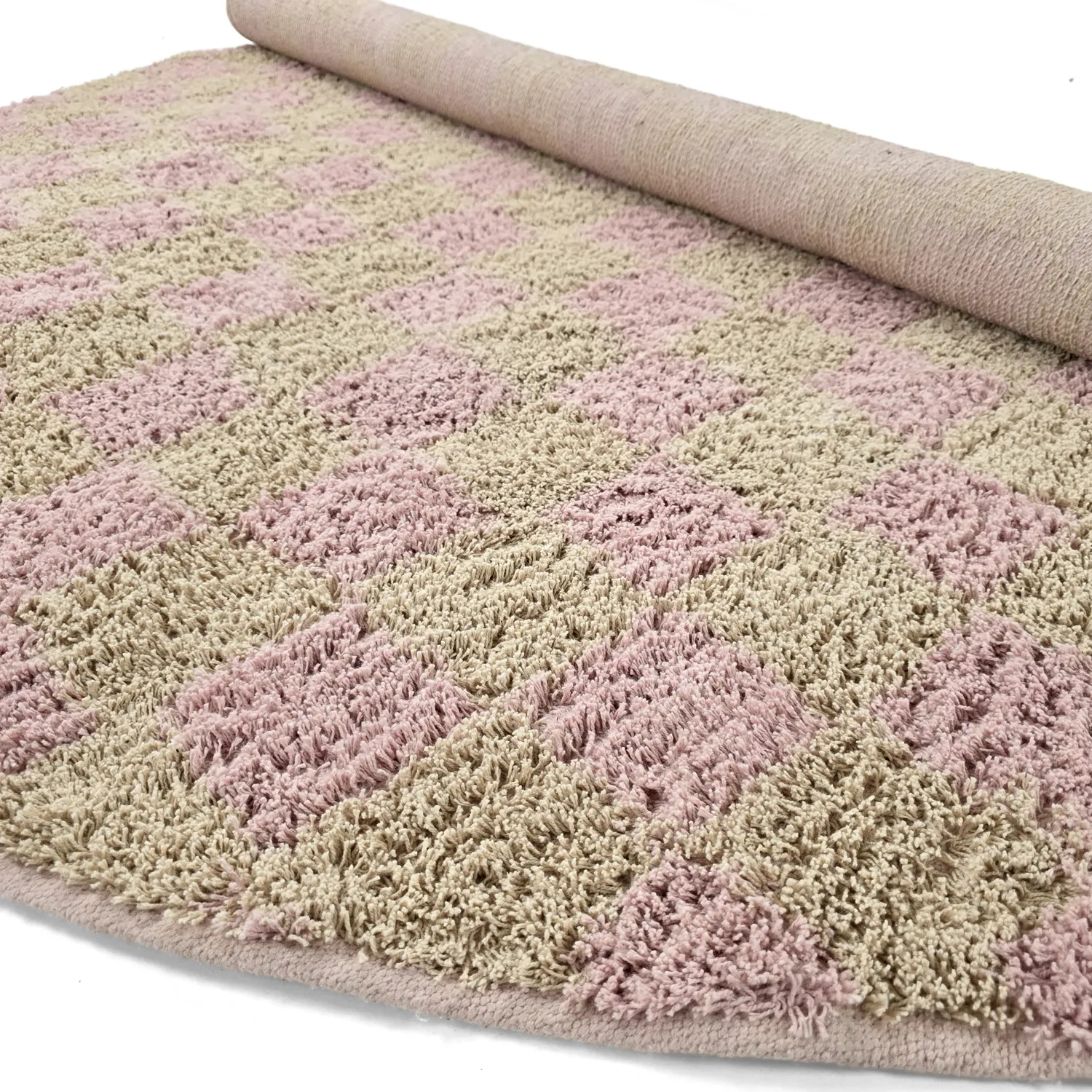Runde Teppiche - Elsey Natural Cotton Shaggy (rosa/orange)