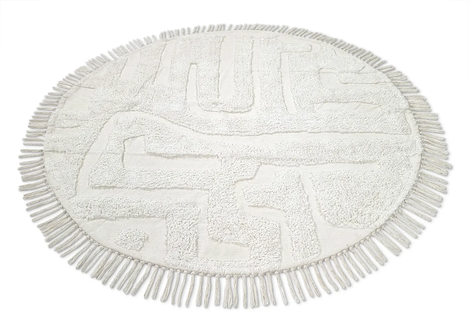 Runde Teppiche - Fallon Natural Cotton Shaggy (offwhite)