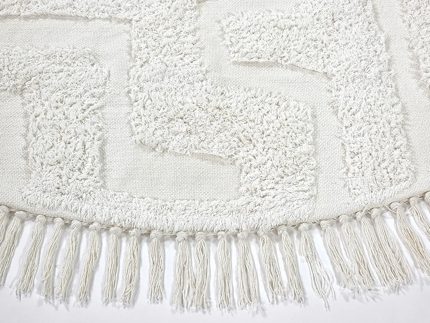 Runde Teppiche - Fallon Natural Cotton Shaggy (offwhite)