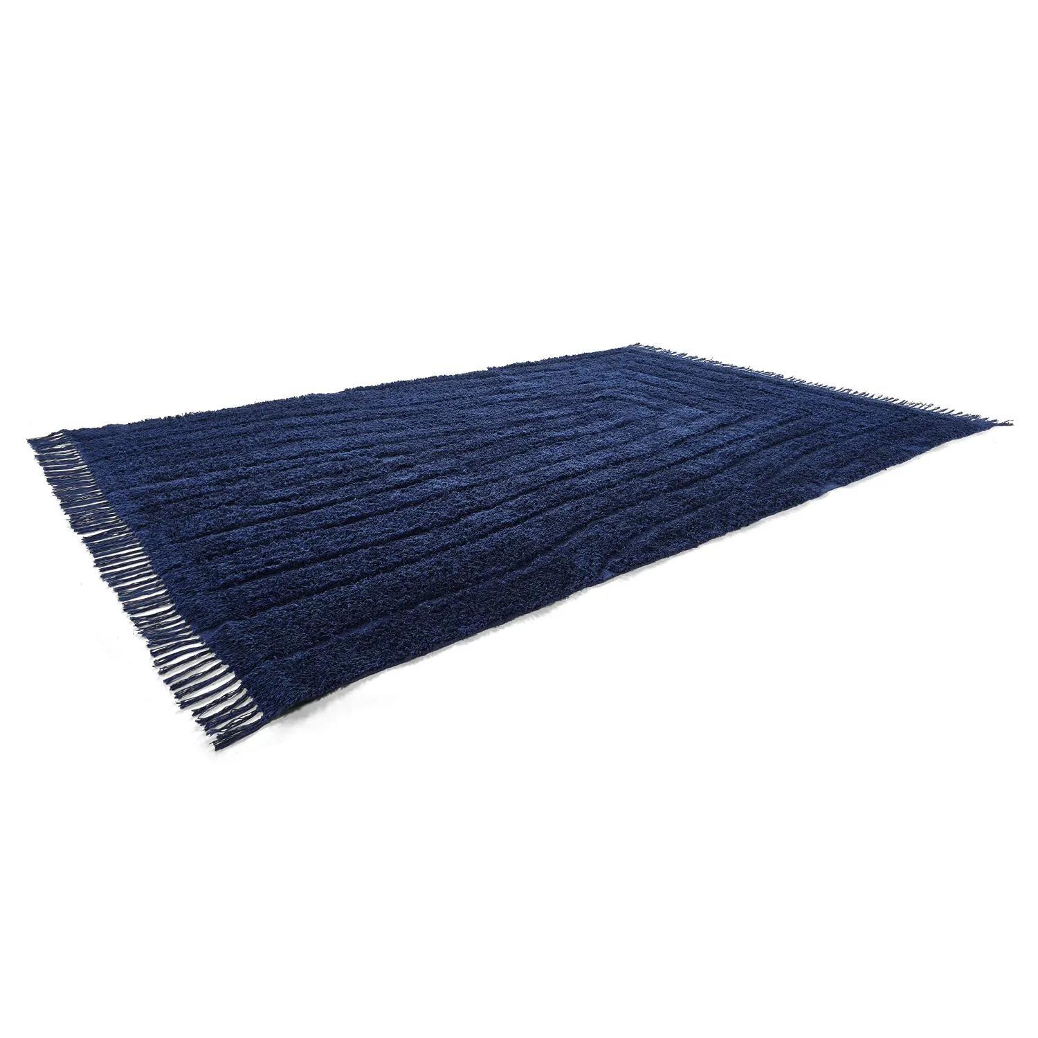 Hochflorteppiche - Farley Natural Cotton Shaggy (blau)