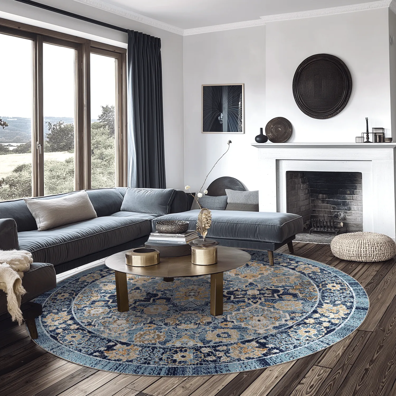 Rund Teppich - Fernana (blau/multi)
