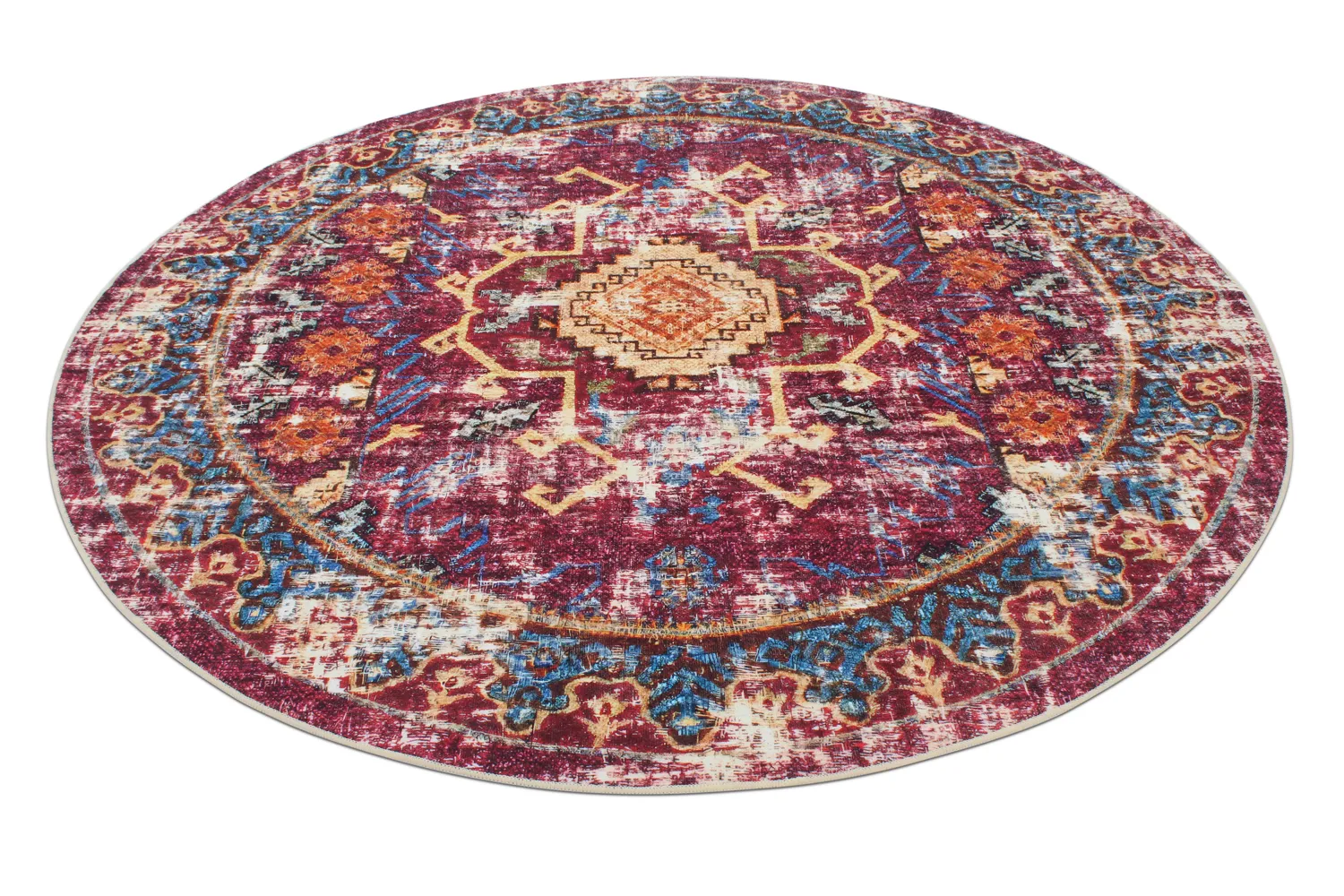 Rund Teppich - Idri (burgund/multi)