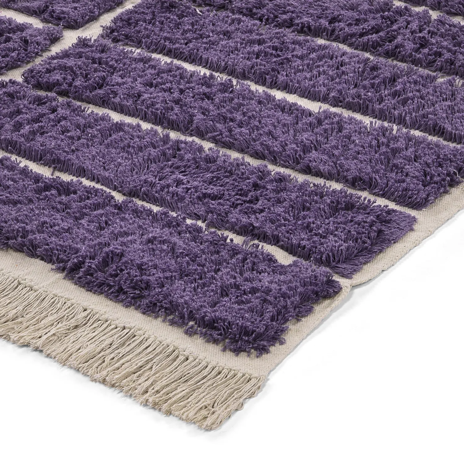 Hochflorteppiche - Ikara Natural Cotton Shaggy (lila)