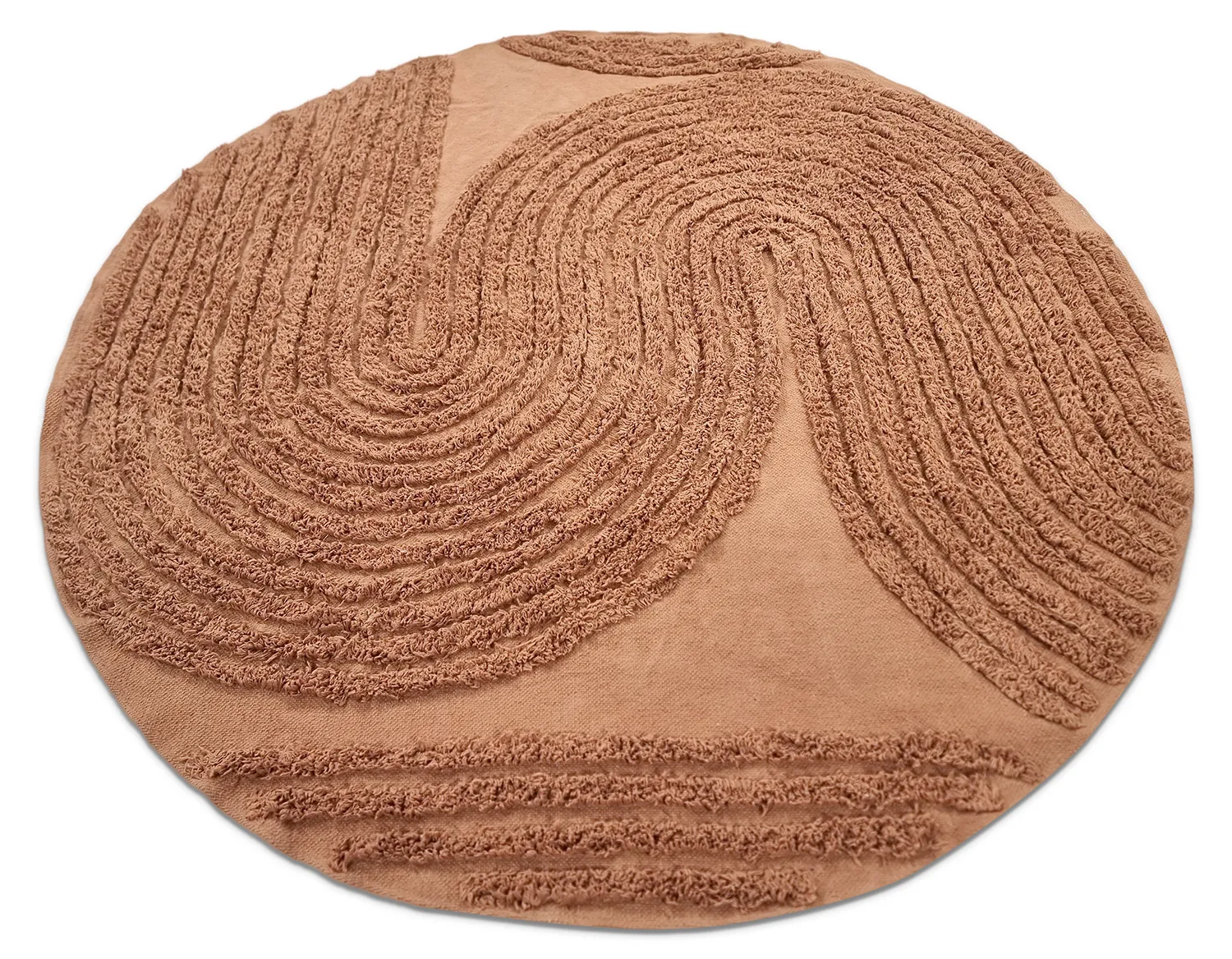 Runde Teppiche - Jovie Natural Cotton Shaggy (terrakotta)
