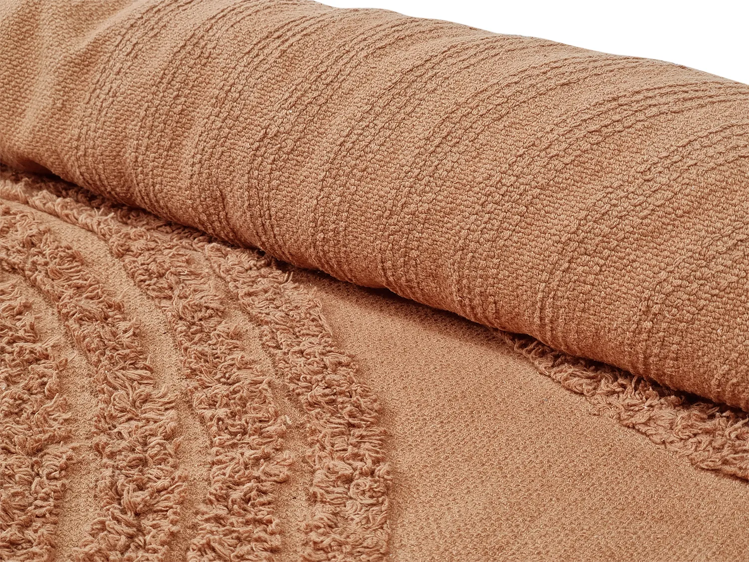 Runde Teppiche - Jovie Natural Cotton Shaggy (terrakotta)