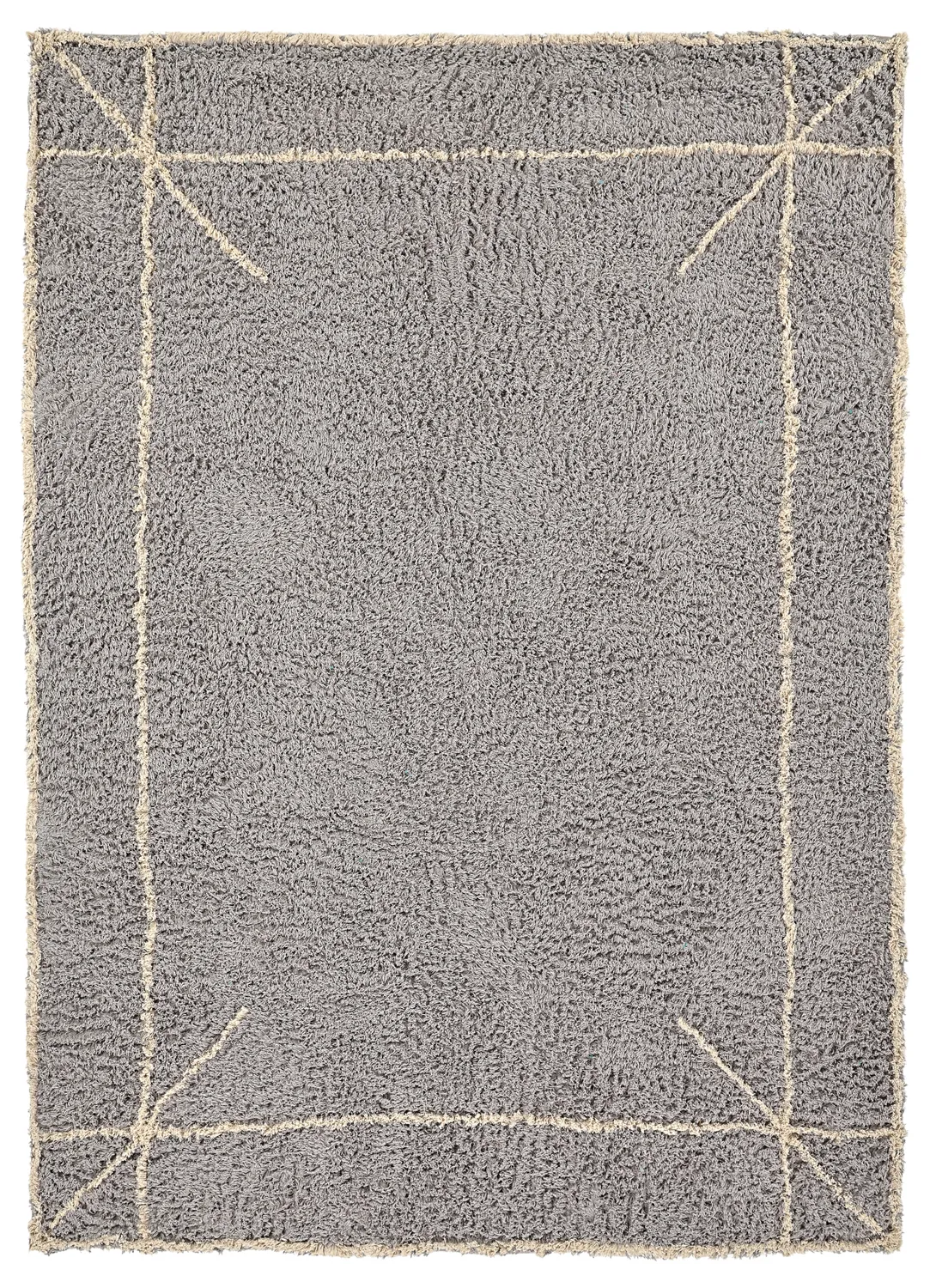 Hochflorteppiche - Kairi Natural Cotton Shaggy (grau/beige)