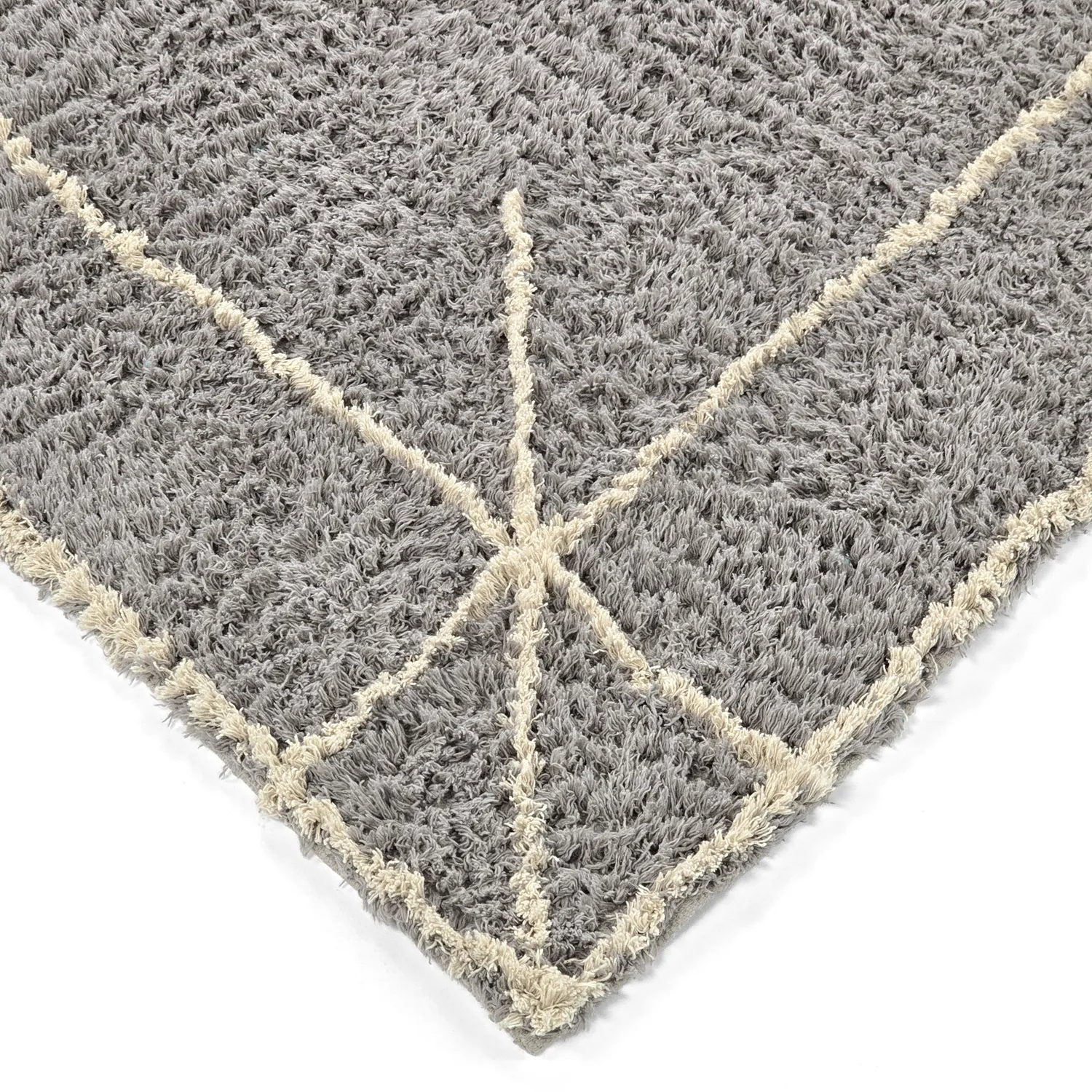 Hochflorteppiche - Kairi Natural Cotton Shaggy (grau/beige)