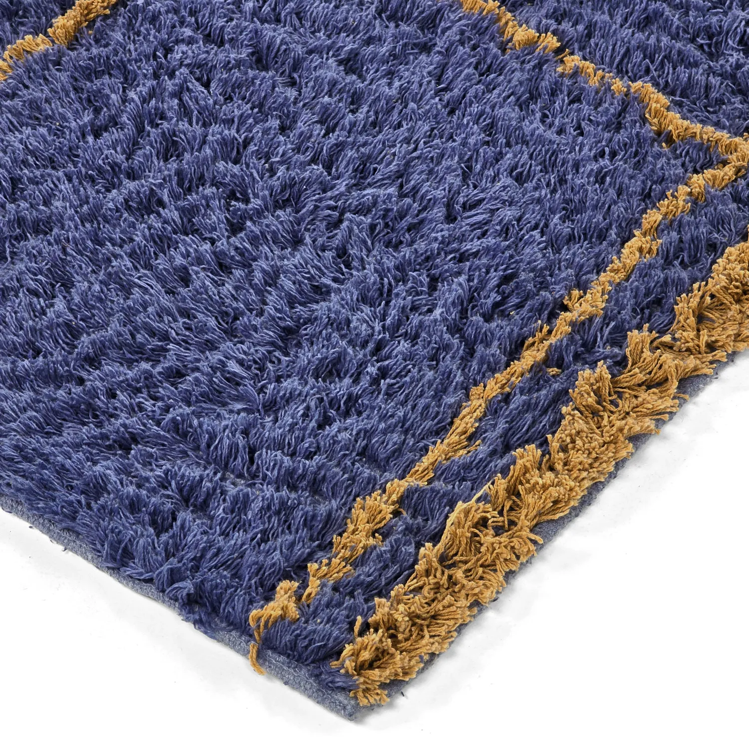 Hochflorteppiche - Lana Natural Cotton Shaggy (blau/gelb)