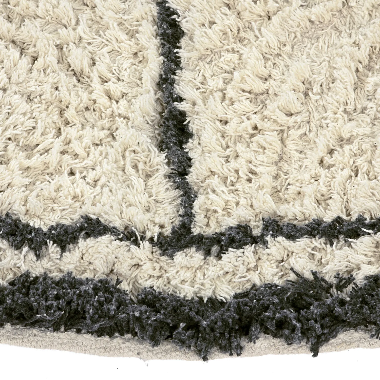 Rund Teppich - Lana Natural Cotton Shaggy (creme/dunkelgrau)
