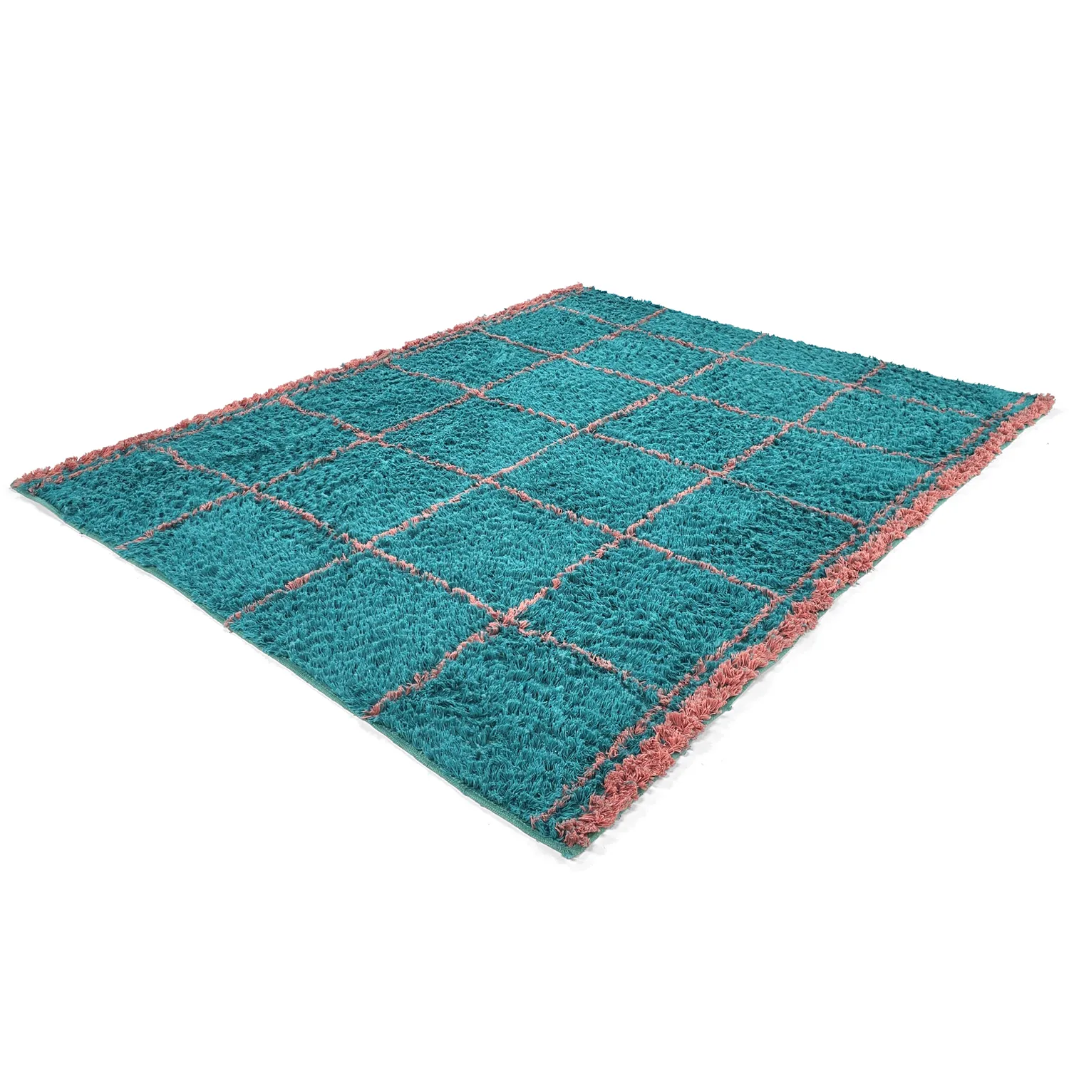 Hochflorteppiche - Lana Natural Cotton Shaggy (türkis/rosa)