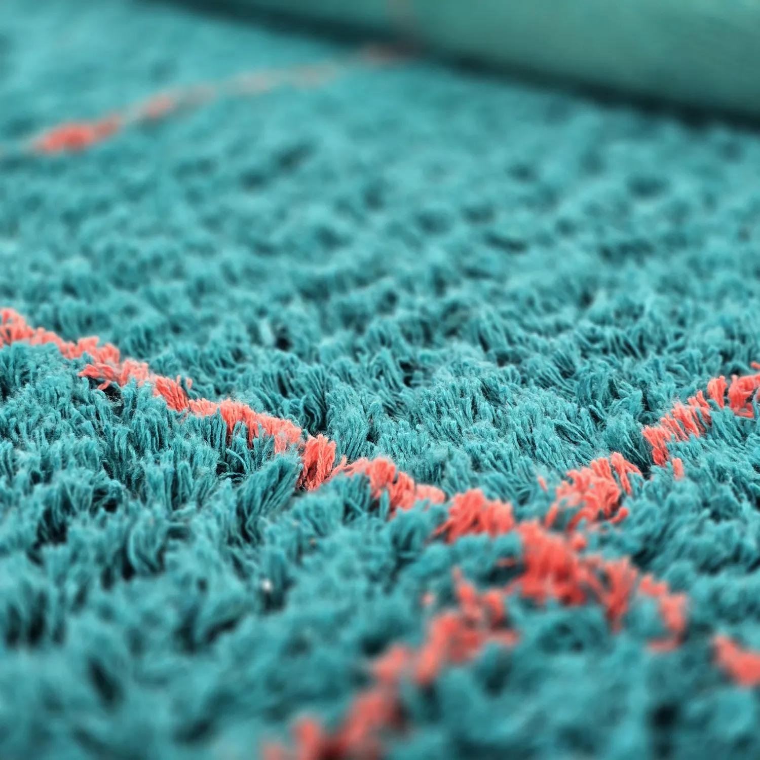 Rund Teppich - Lana Natural Cotton Shaggy (türkis/rosa)