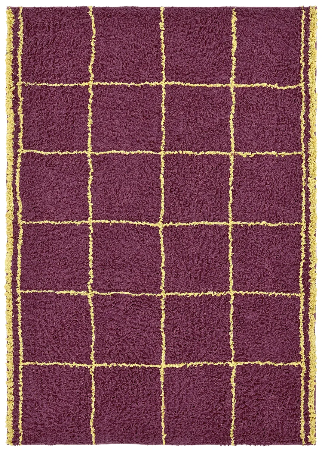 Hochflorteppiche - Lana Natural Cotton Shaggy (bordeaux/gelb)