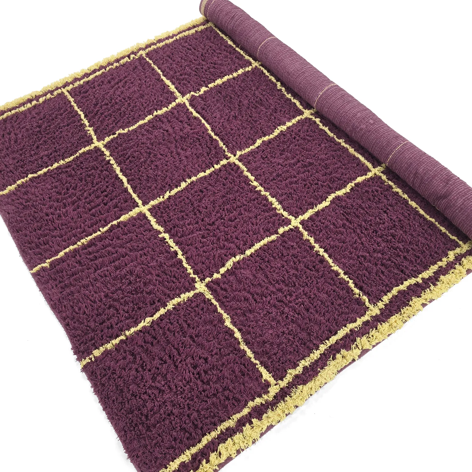 Hochflorteppiche - Lana Natural Cotton Shaggy (bordeaux/gelb)