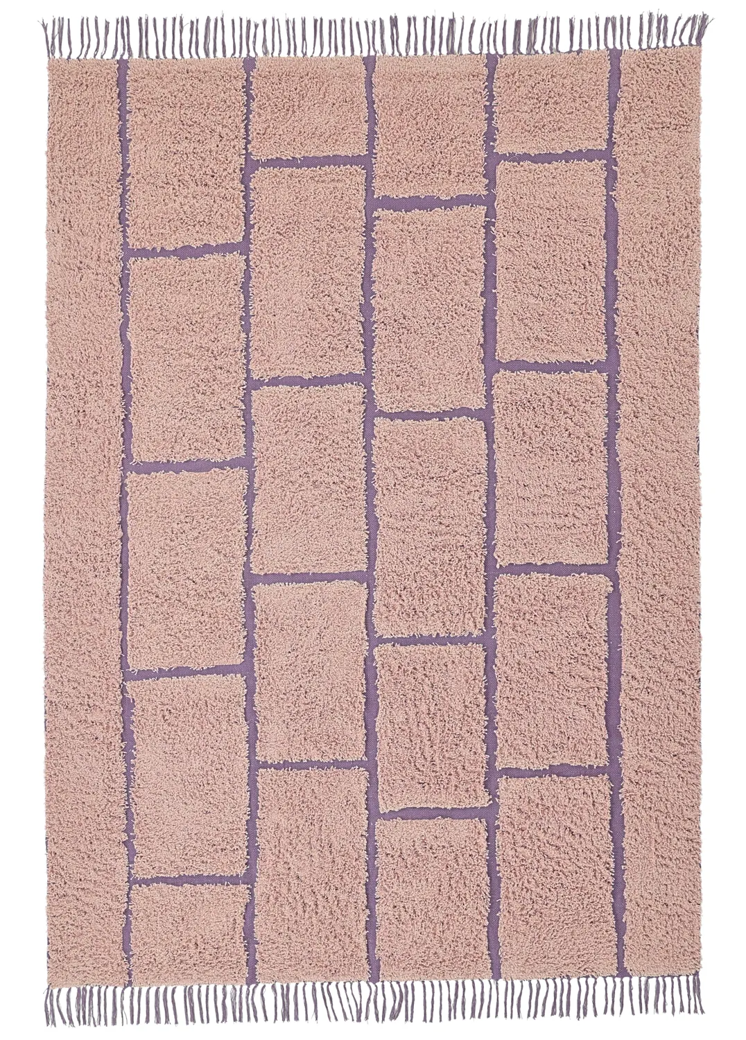 Hochflorteppiche - Lindley Natural Cotton Shaggy (rosa/lila)