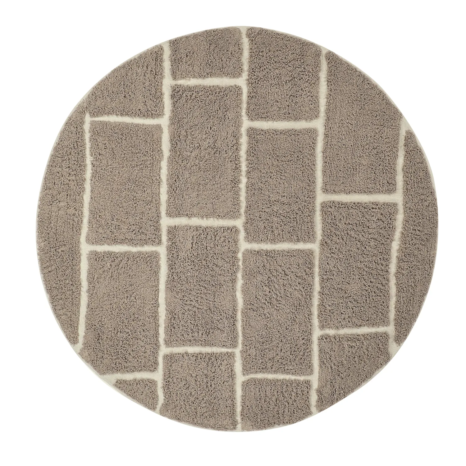 Runde Teppiche - Lindley Natural Cotton Shaggy (taupe/grau)