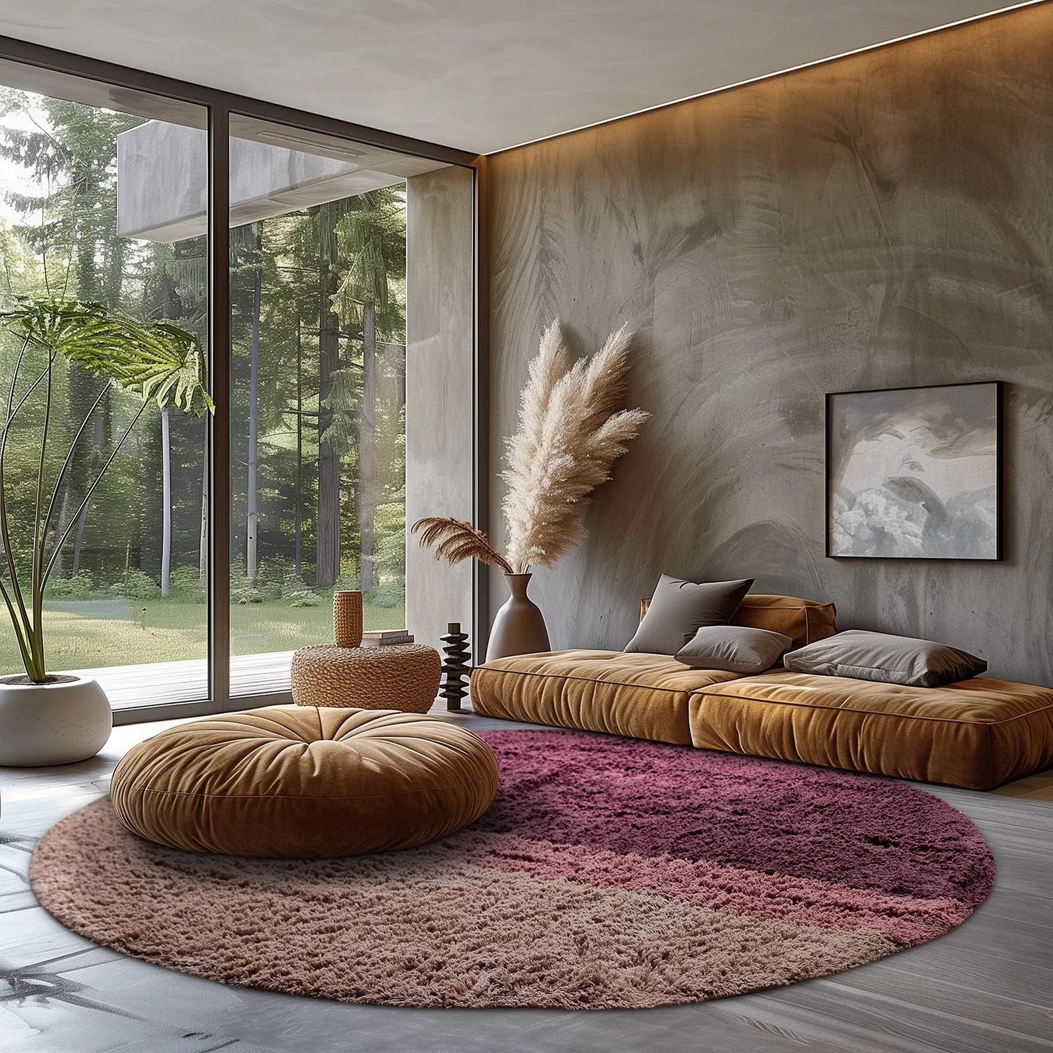 Runde Teppiche - Pione Natural Cotton Shaggy (rosa)