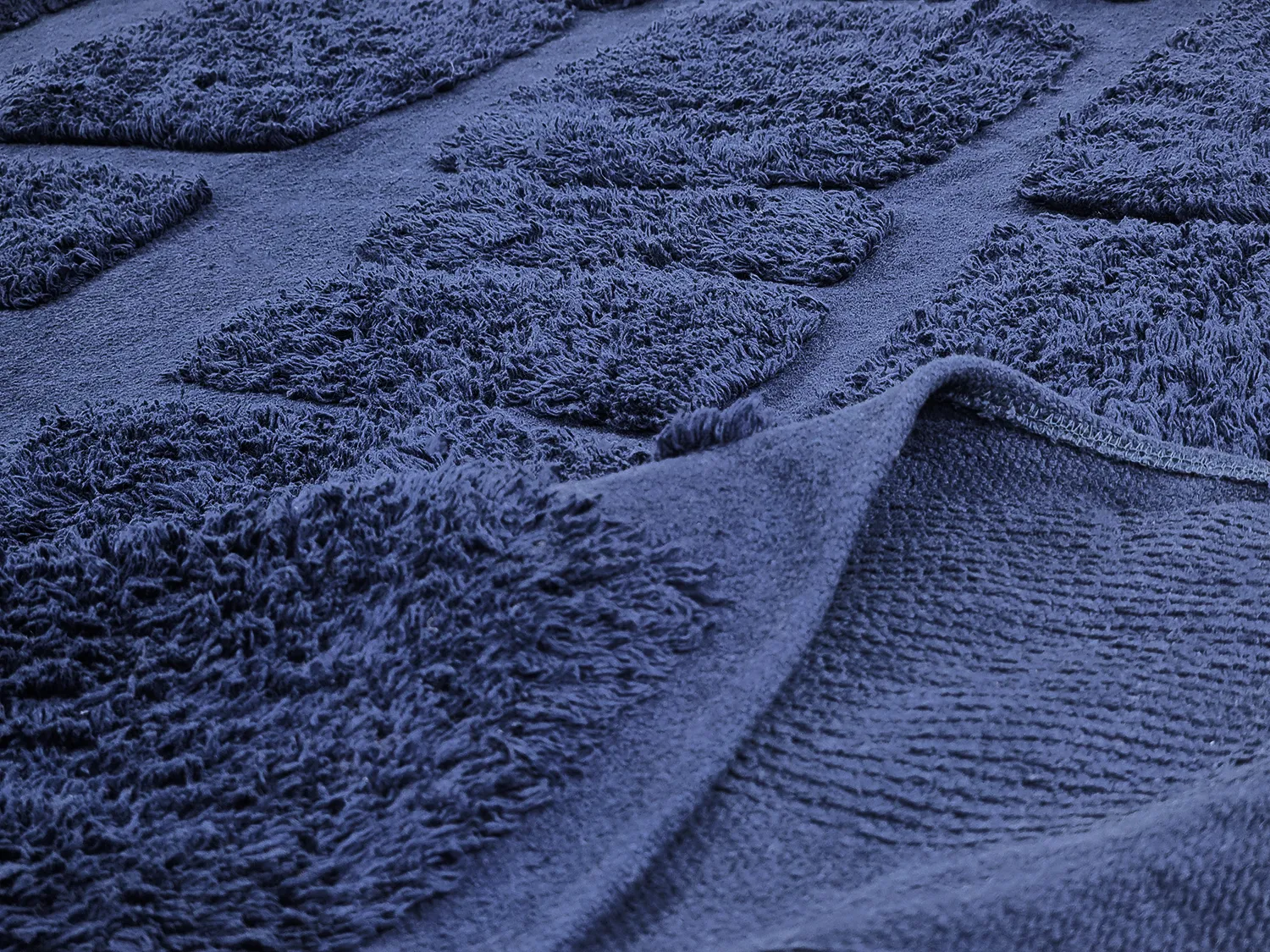 Runde Teppiche - Salem Natural Cotton Shaggy (Dunkelblau)