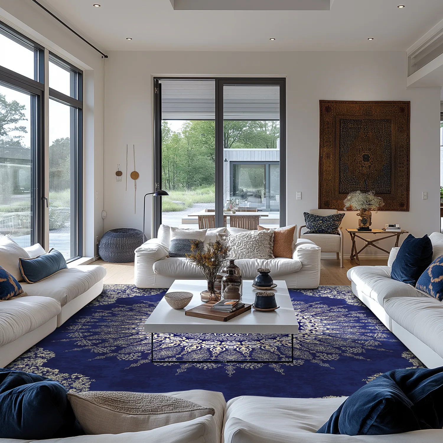Wilton-Teppich - Sandrigo (blau/beige)