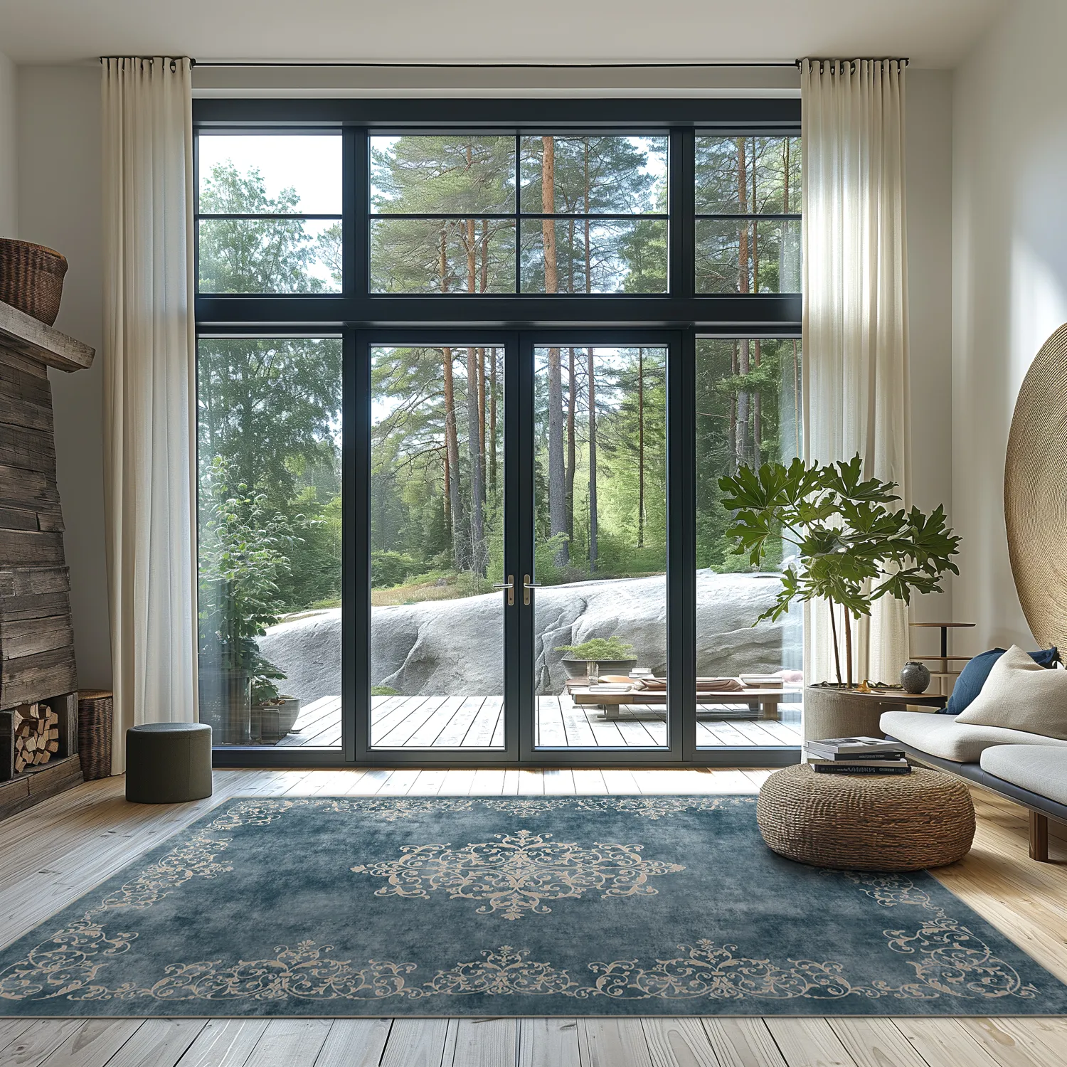 Wilton-Teppich - Santi (blau/beige)