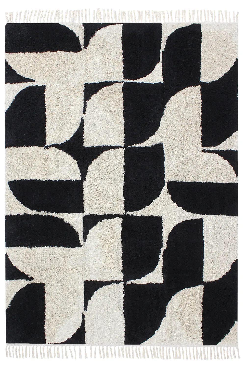 Hochflorteppiche - Siberia Natural Cotton Shaggy (offwhite/schwarz)