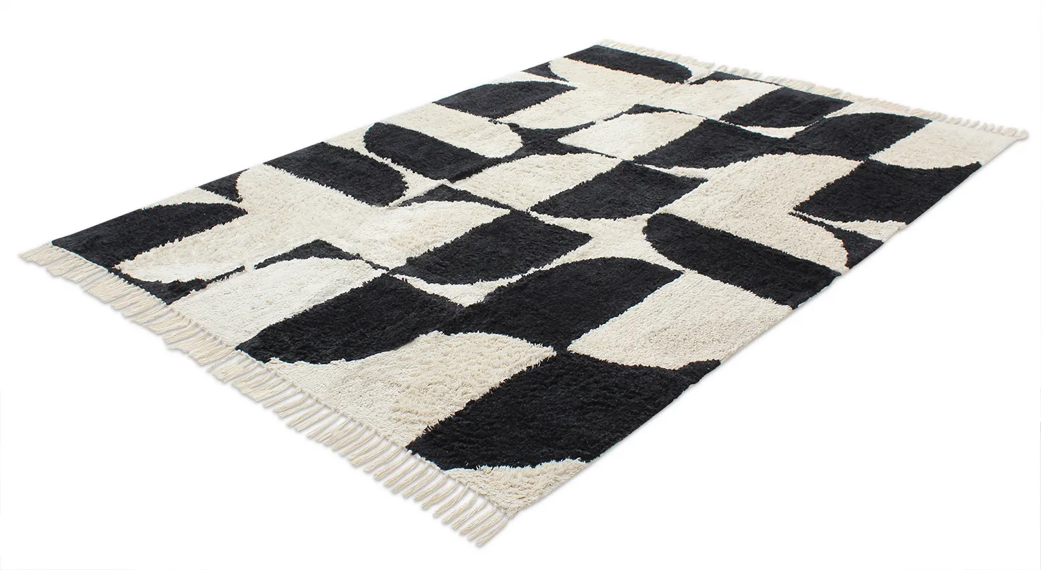 Hochflorteppiche - Siberia Natural Cotton Shaggy (offwhite/schwarz)