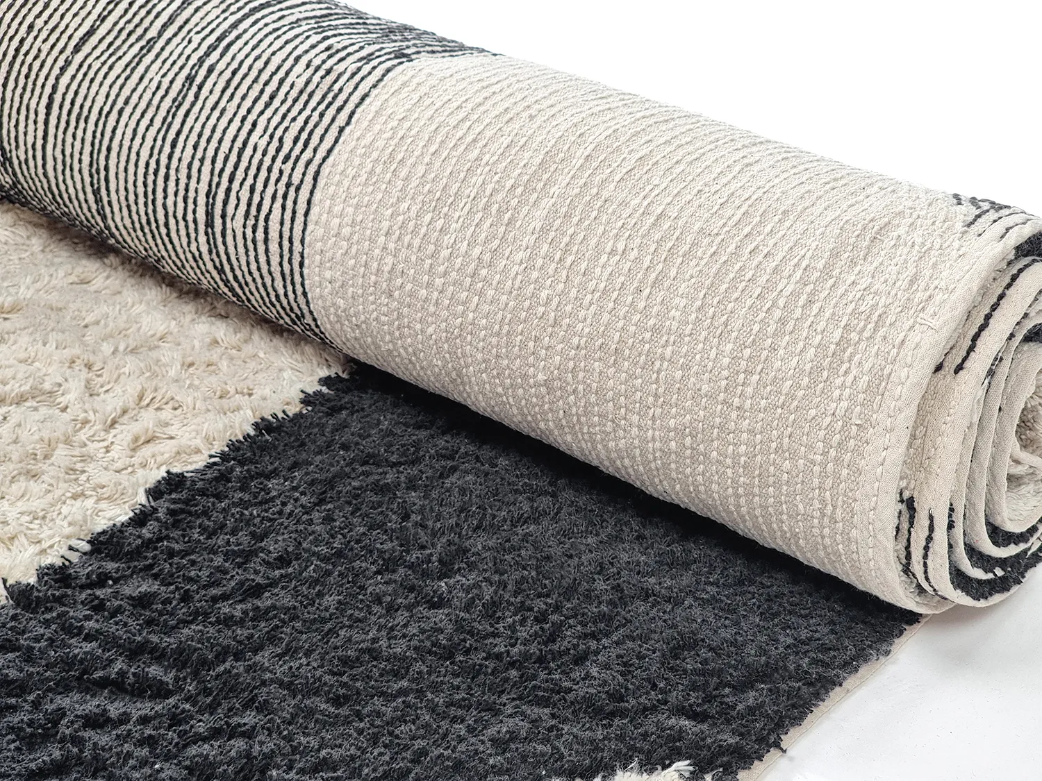 Hochflorteppiche - Siberia Natural Cotton Shaggy (offwhite/schwarz)