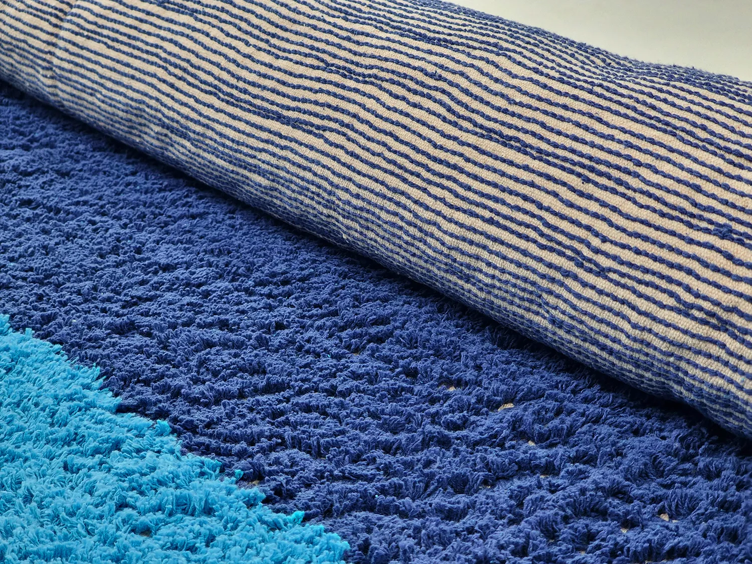 Hochflorteppiche - Taro Natural Cotton Shaggy (blau)