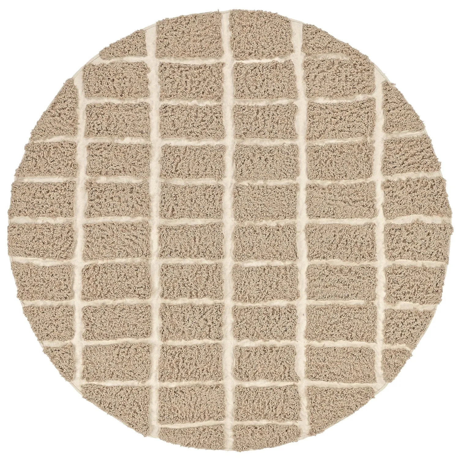 Rund Teppich - Zola Natural Cotton Shaggy (beige)