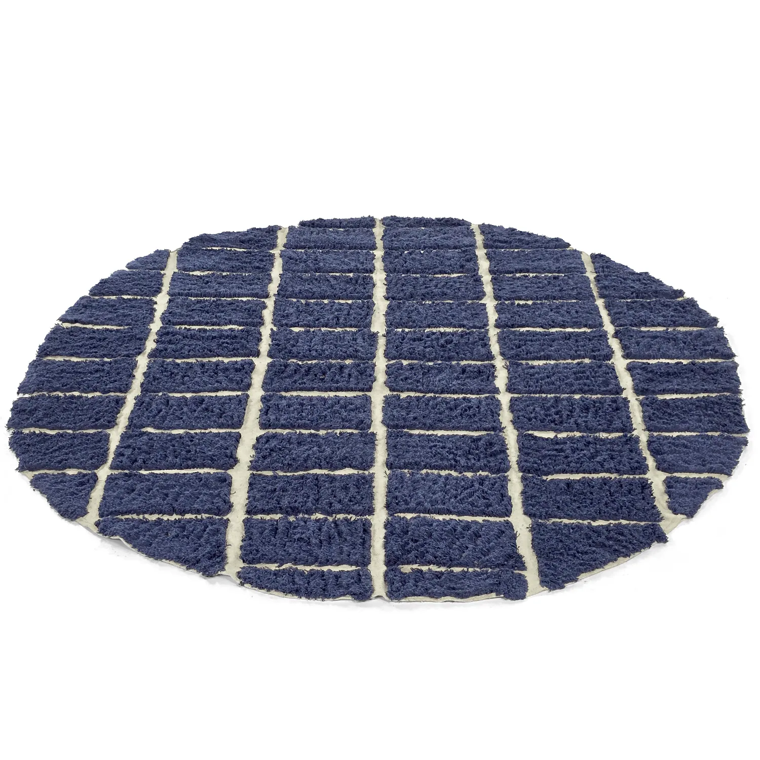 Rund Teppich - Zola Natural Cotton Shaggy (blau)