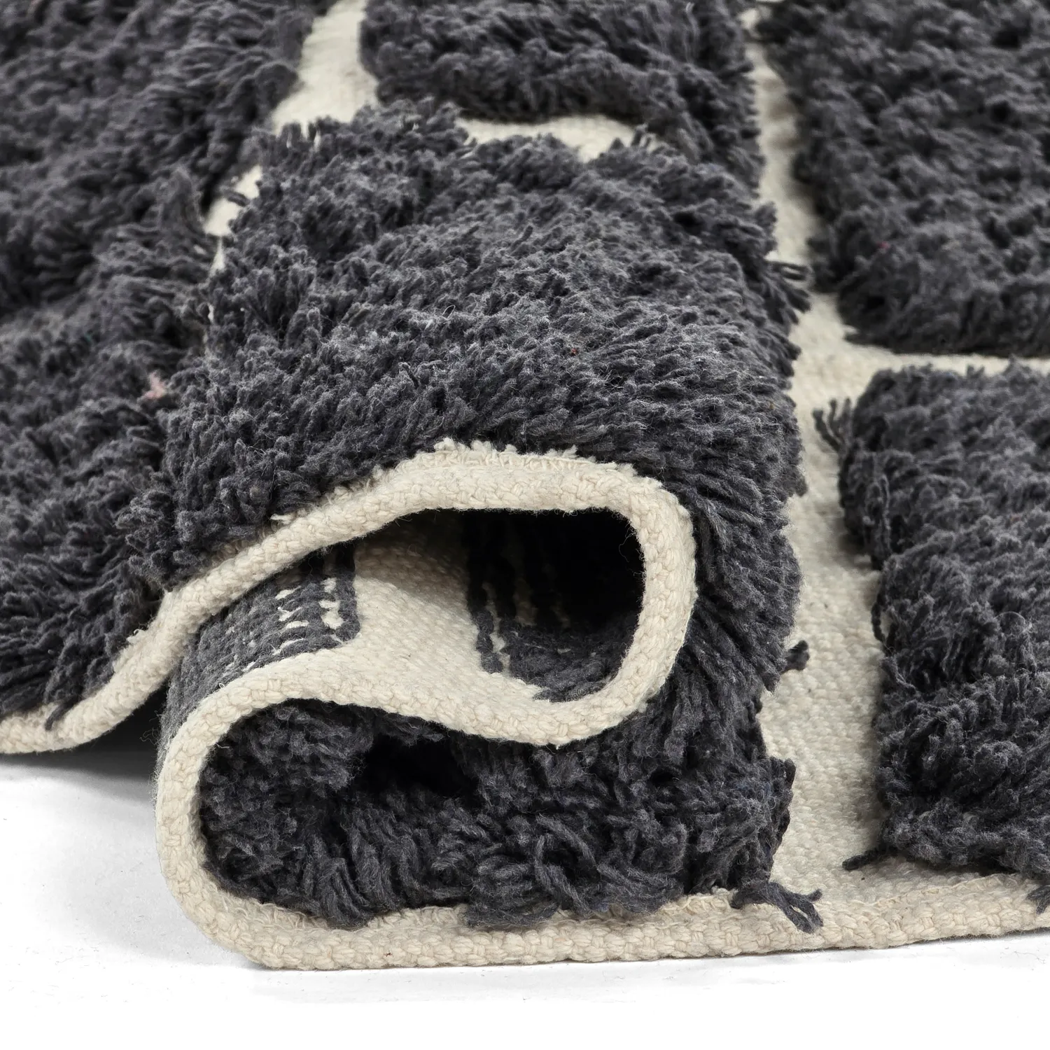Rund Teppich - Zola Natural Cotton Shaggy (dunkelgrau)