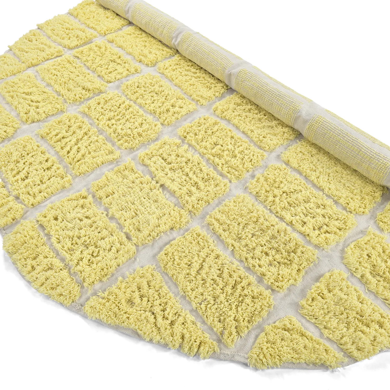 Rund Teppich - Zola Natural Cotton Shaggy (gelb)